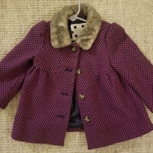 ❌SOLD❌ Purple kids peacoat wih faux fur collar 2T